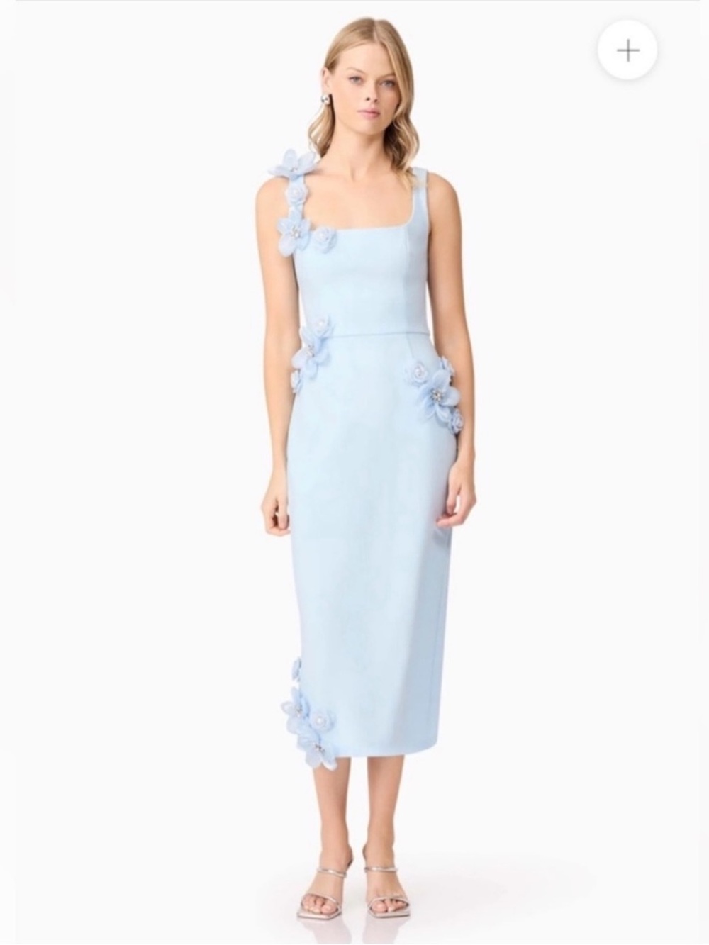 elliatt chantelle blue 3d floral applique fitted midi spring dress size XXL NEW